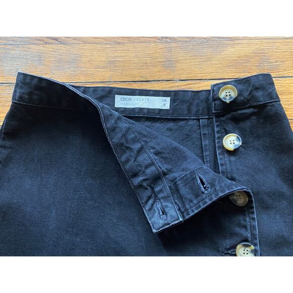 ASOS Black Button Up Denim Skirt sz 8 UK (sz 4 US) - Picture 3 of 7